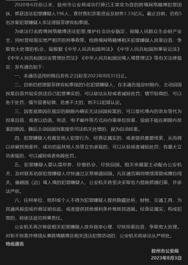 抓获196人，还有5名漏网之鱼，警方喊你回国自首！